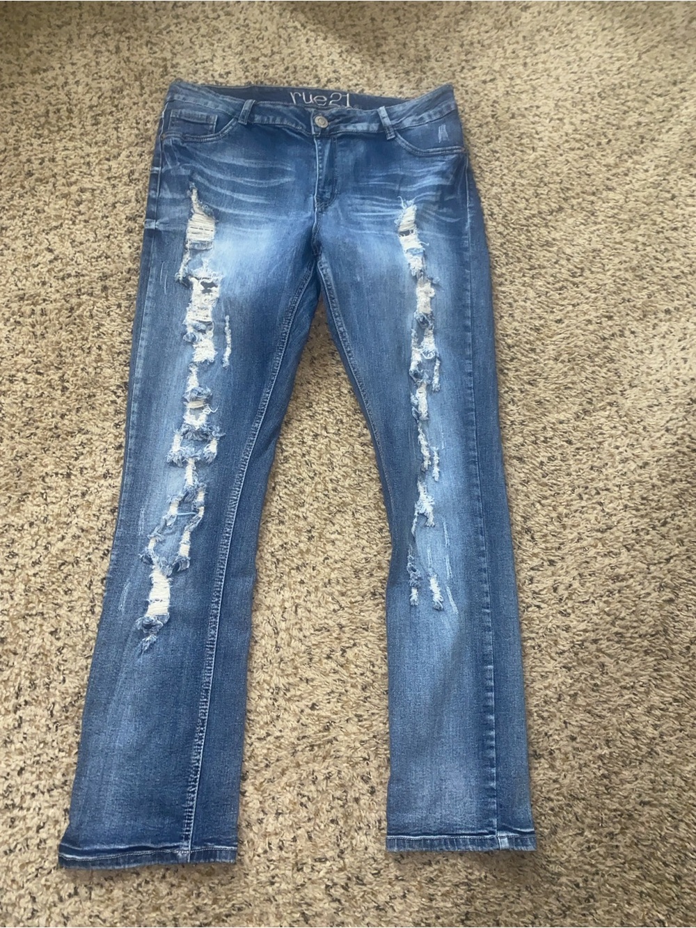 Rue21 Blue Distressed Bootcut Jeans